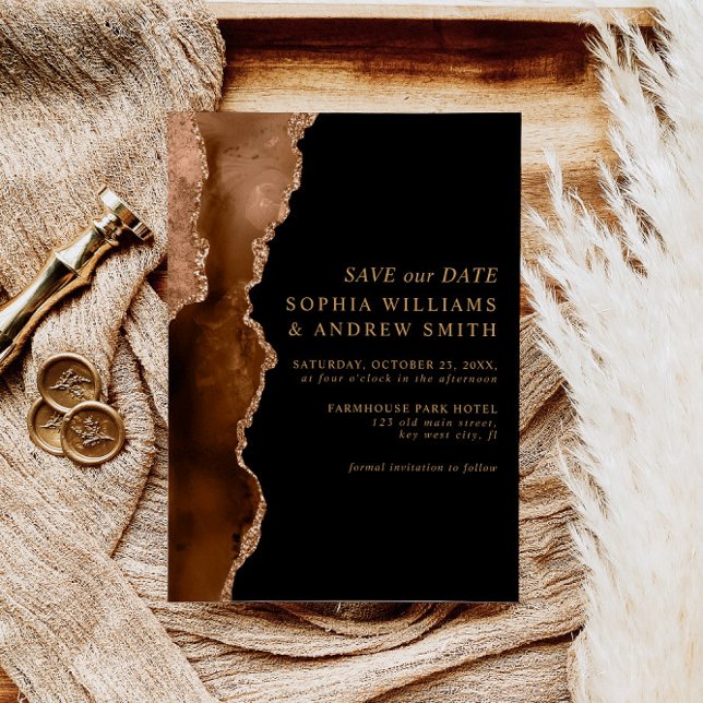 Black & Desert Gold Save the Date Wedding Invitation (Creator Uploaded)