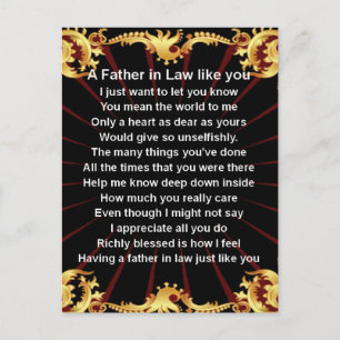 Black design   Father in Law Poem Postcard