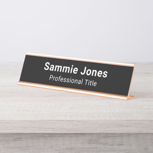 Black Desk Name Plate for Business Employee Staff (Front)