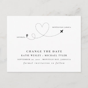 Black Destination Wedding Change the Date Announcement Postcard