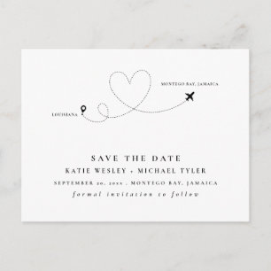 Black Destination Wedding Save the Date Announcement Postcard