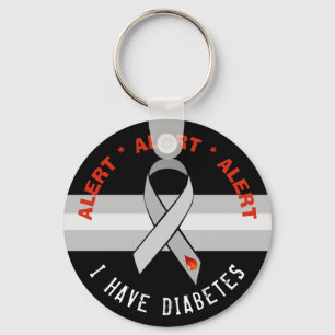 Black Diabetes Alert Key Chain Awareness Ribbon
