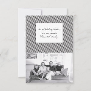 Black Diagonal Festive Stripes Holiday Photo Invitation