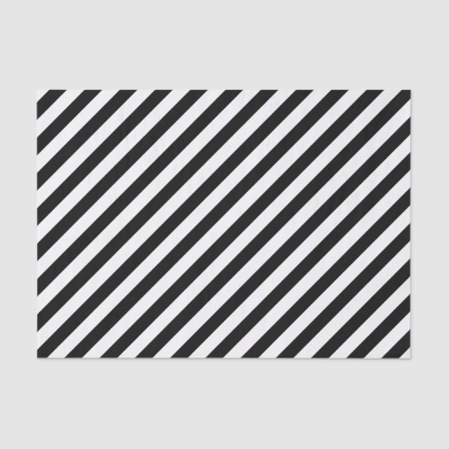 Black Diagonal Stripes Tissue Paper (Front)