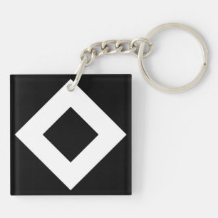Black Diamond, Bold White Border Key Ring