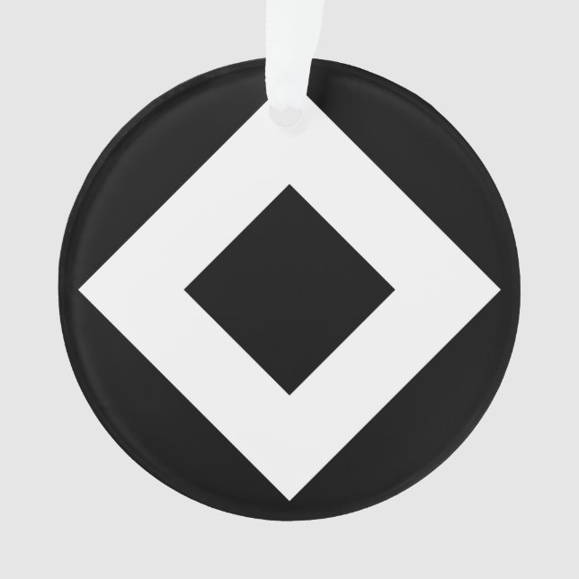 Black Diamond, Bold White Border Ornament (Front)