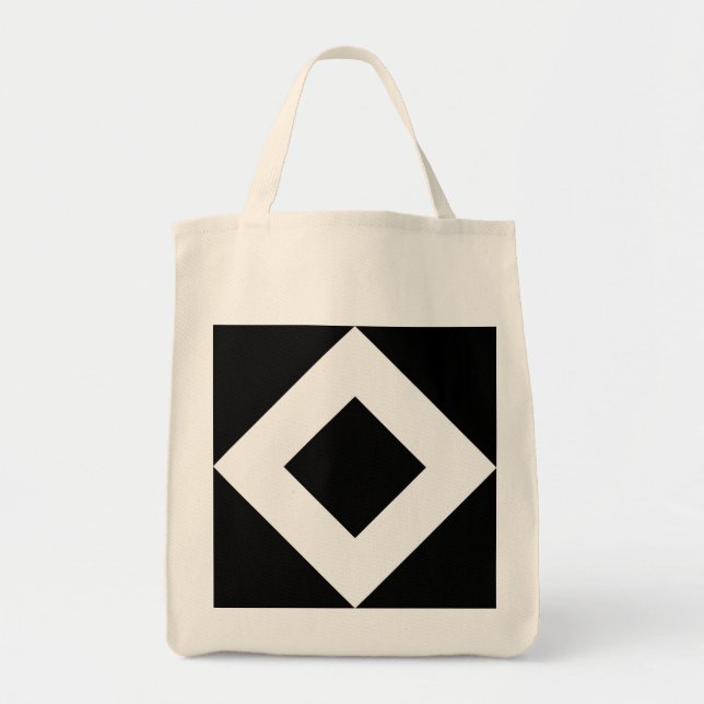 Black Diamond, Bold White Border Tote Bag (Front)