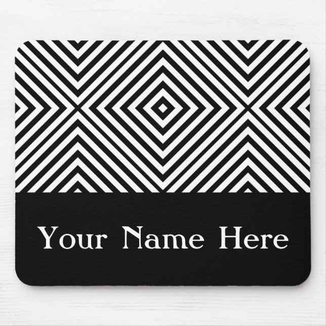 Black Diamond Chevron with custom name Mouse Mat (Front)