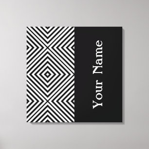 Black Diamond Chevron with name @ Emporiomoffa Canvas Print