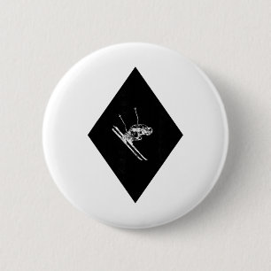 Black Diamond Downhill Skier 6 Cm Round Badge