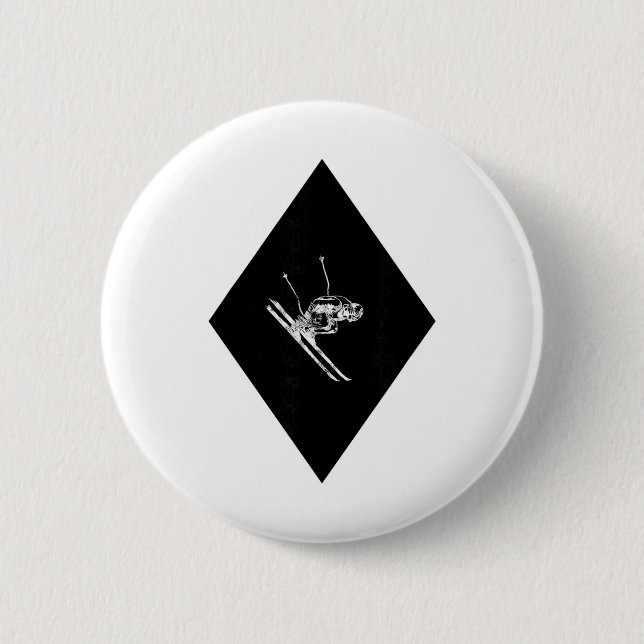 Black Diamond Downhill Skier  6 Cm Round Badge (Front)