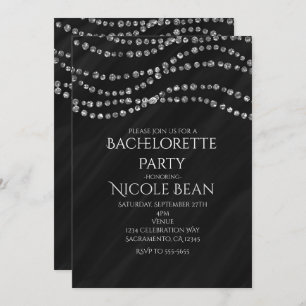 Black & Diamond Glamour Bling Party Invitations