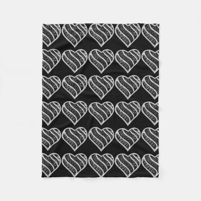 Black Diamond Heart Fleece Blanket (Front)