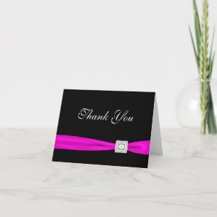 Black Diamond Hot Pink Fuchsia Thank You Cards