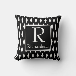 Black Diamond Monogrammed Cushion