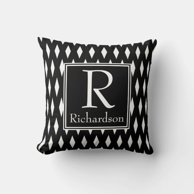 Black Diamond Monogrammed Cushion (Front)