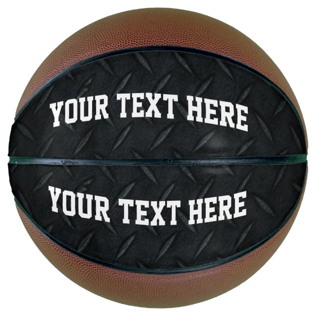 Black Diamond Plate Cool Custom Text Rugged Basketball (Front)