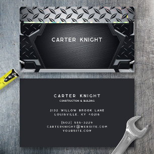 Black Diamond Plate Metal Industrial Professional Business Card