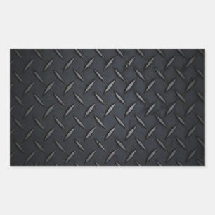 Black Diamond Plate Metal Rectangular Sticker