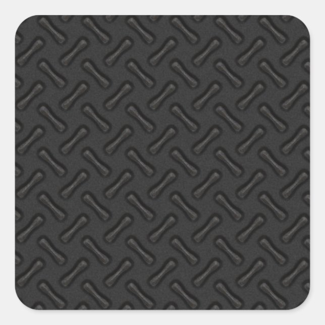 Black Diamond Plate Patterned Square Sticker (Front)