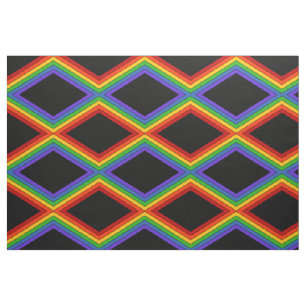 Black Diamond Rainbow Stripe Pattern Fabric