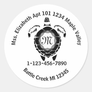 Black Diamond Sea Turtle Lost Bag Contact Info Key Classic Round Sticker