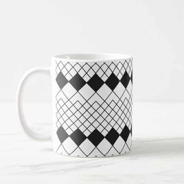 Black diamond shapes pattern coffee mug (Left)
