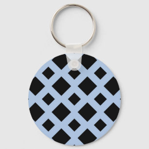 Black Diamonds on Light Blue Key Ring