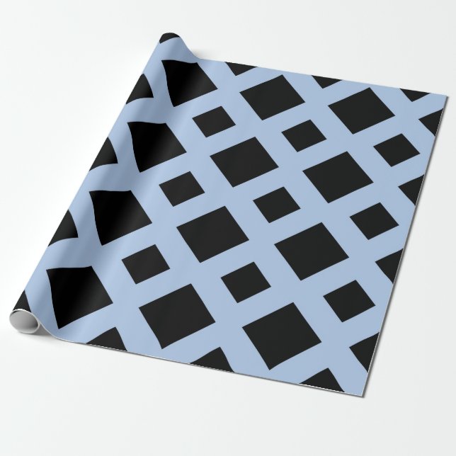 Black Diamonds on Light Blue Wrapping Paper (Unrolled)