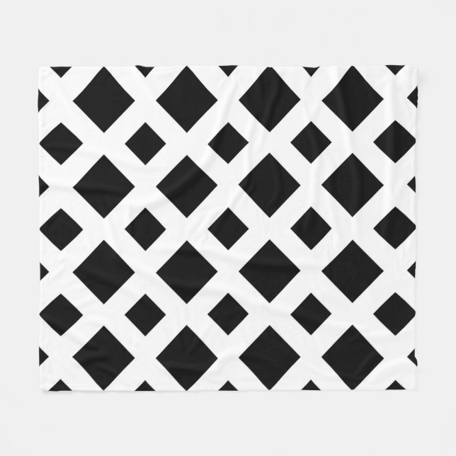 Black Diamonds on White Fleece Blanket (Front (Horizontal))