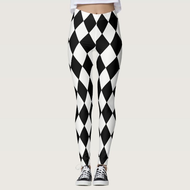 Black Diamonds On White Leggings (Front)