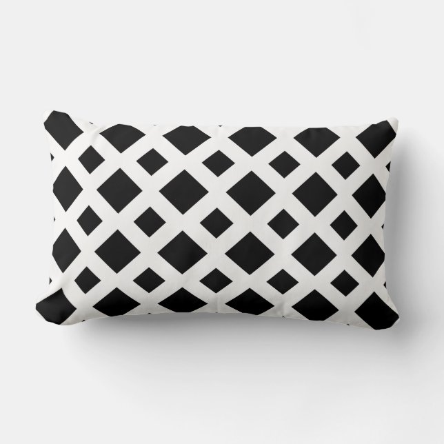 Black Diamonds on White Lumbar Cushion (Front)