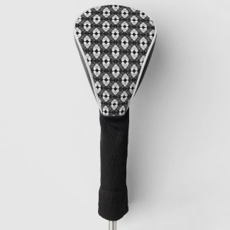 Black Diamonds White hearts on Black Pattern Golf Head Cover