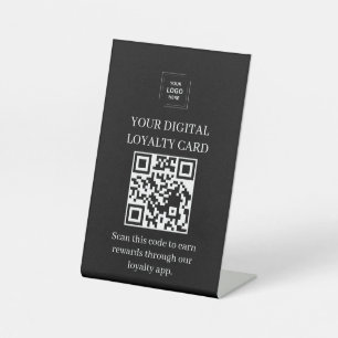 Black Digital Loyalty Reward QR Code Pedestal Sign