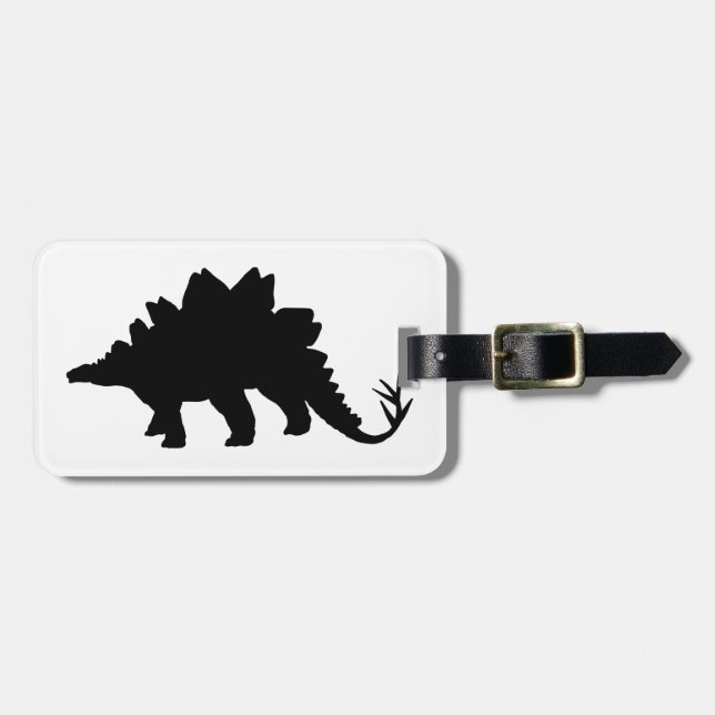 Black Dinosaur Luggage Tag (Front Horizontal)