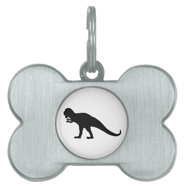 Black Dinosaur Pet Name Tag (Front)