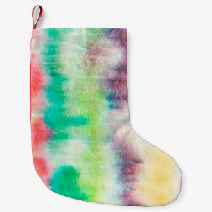 Black Dirty Art Paint. Shibori Pattern. Pink Brush Small Christmas Stocking