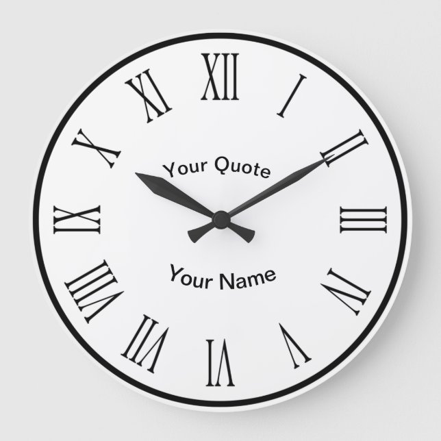Black Disc n Numbers with radiating Roman Numerals Large Clock (Front)