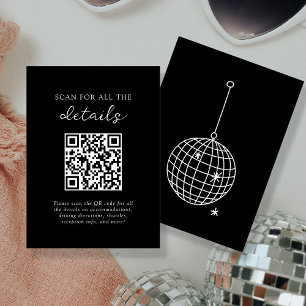 Black   Disco Ball Wedding Details QR Code Enclosure Card