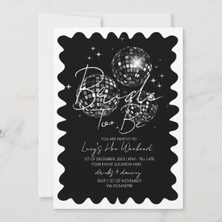 Black Disco Theme Bachelorette Weekend Itinerary  Invitation