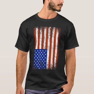 Black Distressed Vertical American Flag Shirt