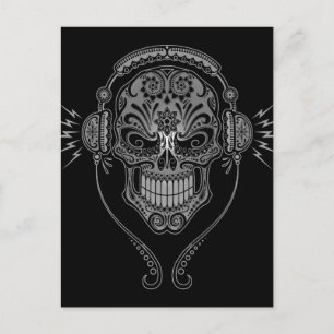 Black DJ Sugar Skull Postcard