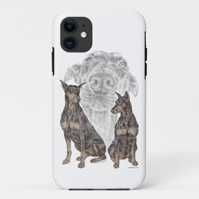 Black Doberman Dogs Case-Mate iPhone Case (Back)