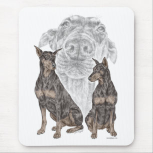 Black Doberman Dogs Mouse Mat