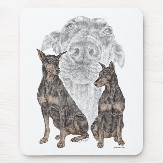 Black Doberman Dogs Mouse Mat (Front)