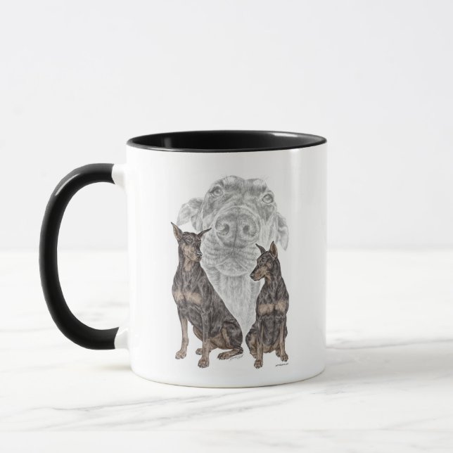 Black Doberman Dogs Mug (Left)