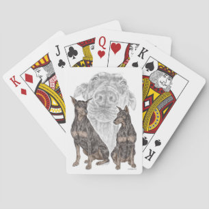 Black Doberman Dogs Playing Cards
