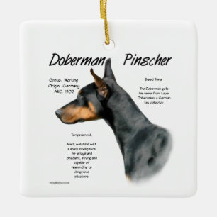 Black Doberman Pinscher History Ceramic Ornament
