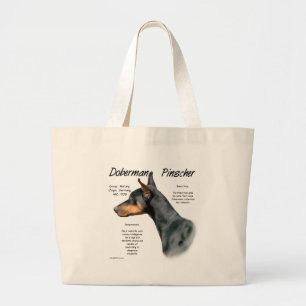 Black Doberman Pinscher History  Large Tote Bag