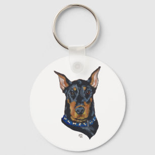 Black Doberman Pinscher Key Ring